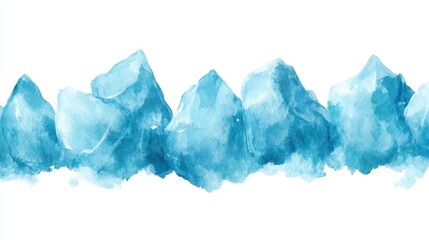 Fototapeta premium Abstract Watercolor Iceberg Mountain Range Landscape Seamless Blue Winter Pattern