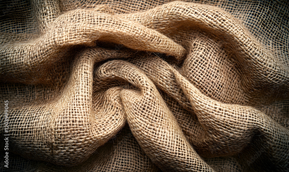 Aufkleber rustic burlap fabric texture, close-up shot showcasing the woven pattern and natural fibers. perfect