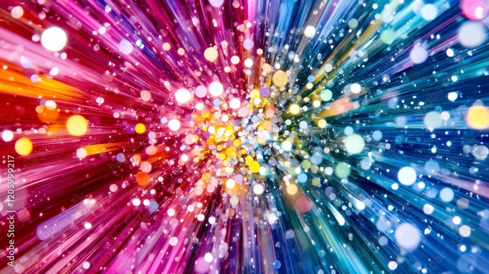 Poster abstract colorful burst of light bokeh sparkling energy festive background bright rays