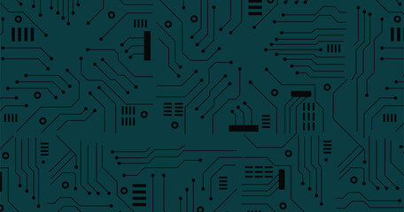 Circuit technology background with hi-tech digital data connection system and computer electronic design. Technical vector endless texture with circuit board. 