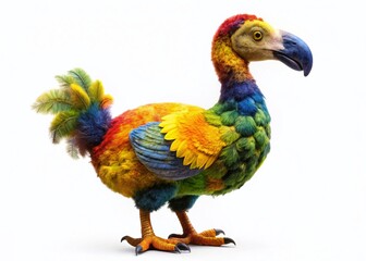 Fototapeta premium Silhouette of Extinct Dodo Bird, Stuffed Specimen, Isolated on White Background