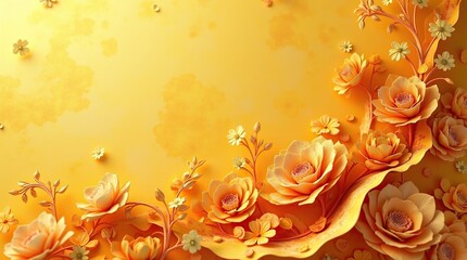 Graphic design set against a warm, sun-kissed yellow orange background featuring a unique, organic textured.
