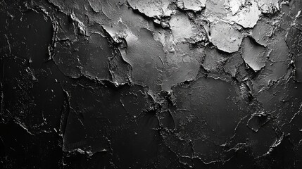 Obraz premium Dark grainy canvas with black and white abstract pattern element, cover page, copy space