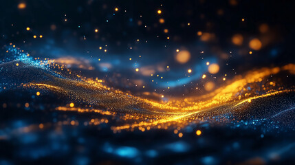 Fototapeta premium Abstract Glowing Bokeh Background with Golden and Blue Light Effects