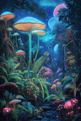 An otherworldly jungle teeming with bioluminescent