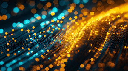 Obraz premium Abstract Glowing Bokeh Background with Golden and Blue Light Effects