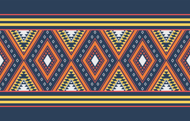 Geometric ethnic oriental ikat seamless pattern  color oriental. Aztec ornament print. Design for background ,curtain, carpet, wallpaper, clothing, wrapping, Batik, vector illustration.