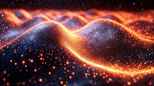 Futuristic visualization of verified data, flowing lines forming a seal, secure network