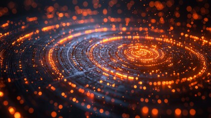 Glowing verification, abstract seal of lines, secure network, verified data