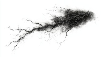 Obraz premium Abstract Black Ink Splatter Crackle Lightning Bolt Design Element Artistic Texture Overlay