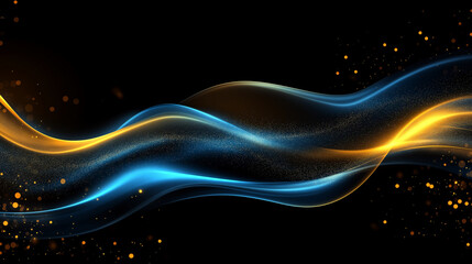 Abstract Glowing Bokeh Background with Golden and Blue Light Effects