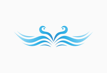 Naklejka premium Heart Love logo.a pair of swans meeting forming Heart. Decoration Logotype Concept for Couple, Beautiful, Beauty, wedding, marriage, valentine, invitation,