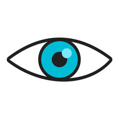 Blue colored eye icon design illustration png isolated on a transparent background 