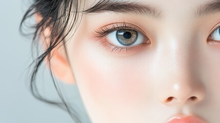 Fototapeta premium Captivating closeup, woman's expressive blue eye draws you in intriguing