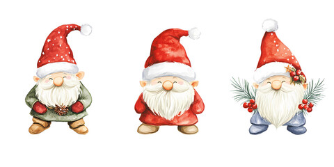Christmas Gnomes with Festive Decorations and Hats