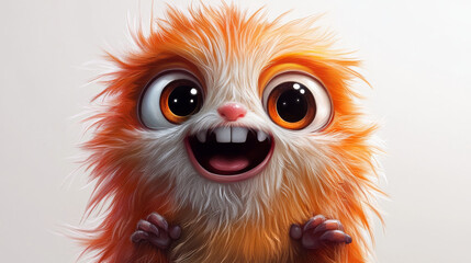 Obraz premium cute unusual furry creature with big eyes.