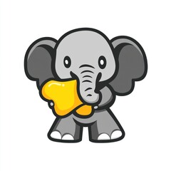 Fototapeta premium Cute elephant holding a yellow object
