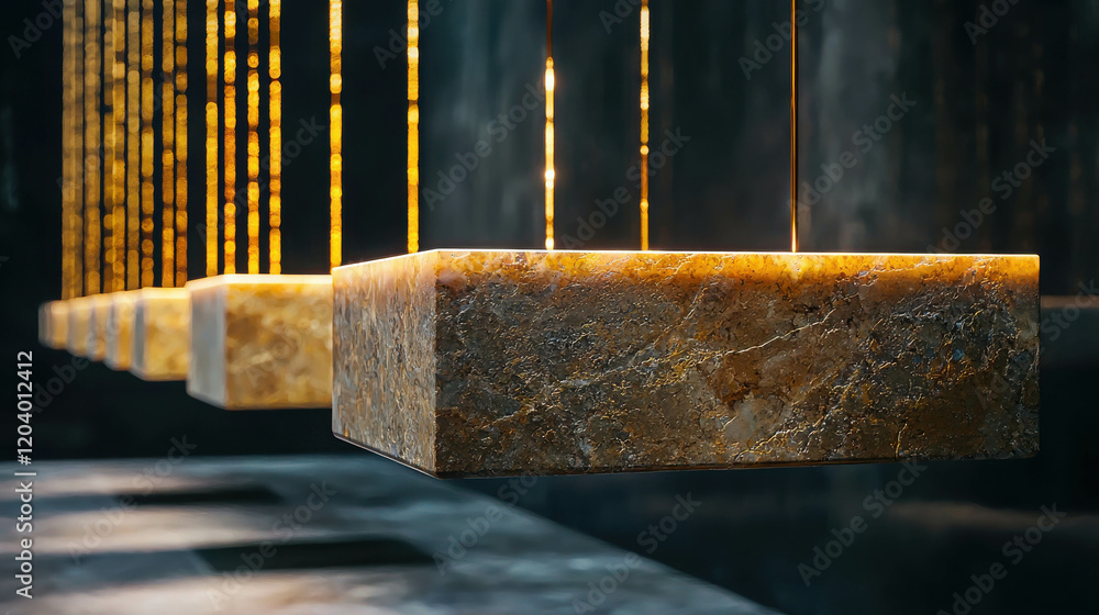 Poster Enormous Floating Keys Made of Polished Material in a Dark, Minimalist Setting