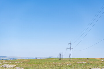 High voltage electricity tower landscape