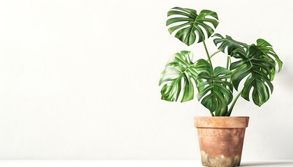 Fototapeta premium Monstera plant in pot isolated on white background
