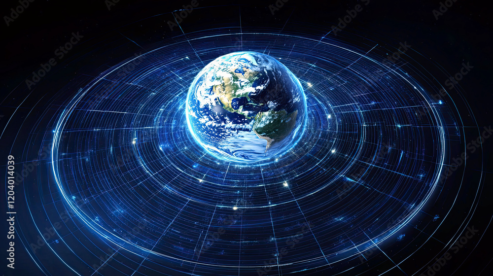 Aufkleber Visualization of Earths Dynamics Captured by Fire Satellite Technology in Space