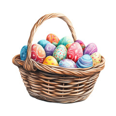 A basket full of Easter eggs sticker on transparent background