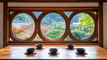 Tea ceremony, autumn view, Japan, temple, serenity