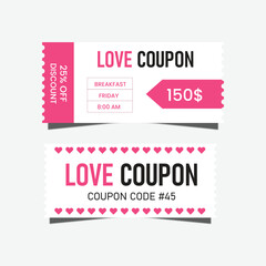 pink love coupon template. Valentine's Day coupon