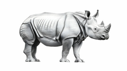 Obraz premium White rhino standing, wildlife conservation, isolated background, nature documentary use