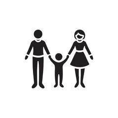 Family holding hands silhouette with a white background