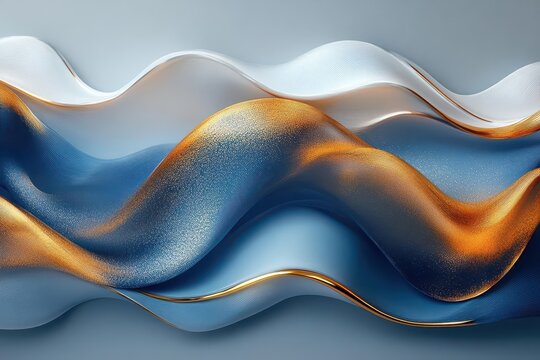 an abstract background featuring flowing blue and gold waves that exude luxury elegance and a sense of fluidity inviting viewers into a serene and sophisticated visual experience