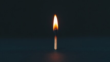 A single lit matchstick on a dark background.