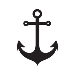 A black anchor with a white background