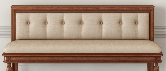 Elegant Wooden Bench with Beige Upholstery