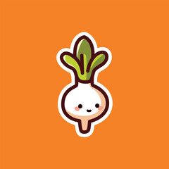 Cute Cartoon Turnip with Smiling Face - Adorable Vegetable Illustration