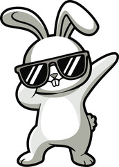 Stylish Cartoon Bunny with Sunglasses Doing a Dance Pose