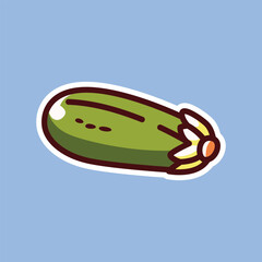 Cheerful Cartoon Zucchini with Cute Expression - Playful Vegetable Design