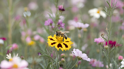 bee on a flower yellow color 