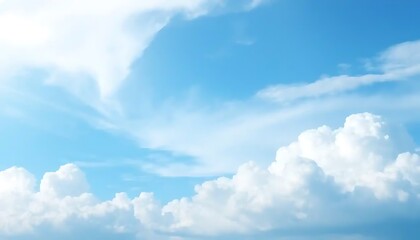 Obraz premium Serene Blue Sky with Puffy White Clouds