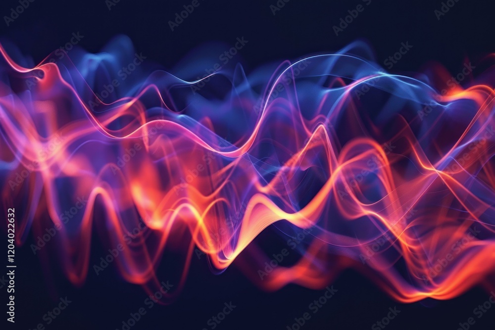 Aufkleber Smooth colorful lines creating a wave pattern on a dark background