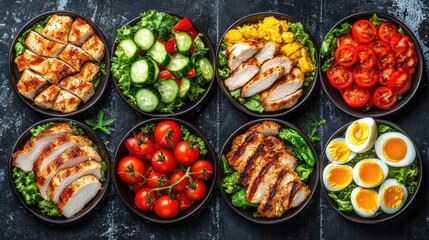 Grilled Chicken Breast Salad Meal Prep Bowls