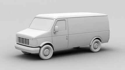 White delivery van mockup, studio background, transport
