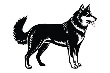 Siberian husky dog vector silhouette art illustration