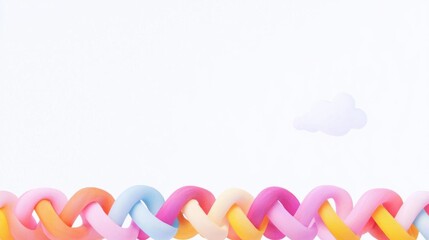 Colorful intertwined ribbons on a white background.