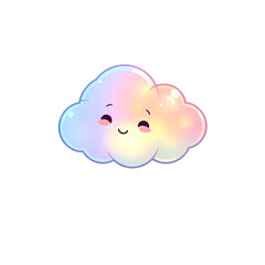 adorable pastel-colored cloud with a soft smile, symbolizing calmness and joy - high quality png isolated on transparent background