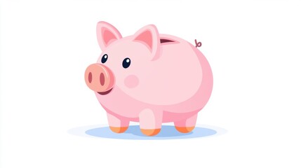 Fototapeta premium Smiling Piggy Bank: A cheerful pink piggy bank, with a cute smile and a slot for coins, stands ready to receive your savings.