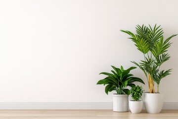 Modern Minimalist Home Decor White Wall Plants Potted Greenery Interior Design