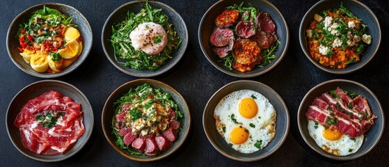 Assorted Gourmet Dishes in Small Bowls
