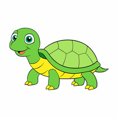 Adorable Cartoon Turtle vector Illustration.