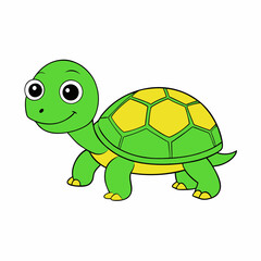 Adorable Cartoon Turtle vector Illustration.